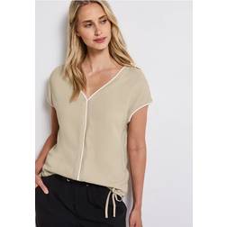 Street One Frauen Shirt mit Tunnelzug - Beige