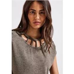 Street One Frauen Leinen-Look Shirt - Braun
