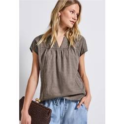 Street One Frauen Bluse mit Tape-Details - Beige