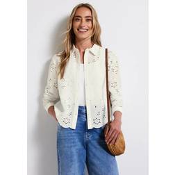 Street One Frauen Hemdbluse mit Lochstickerei - Weiß