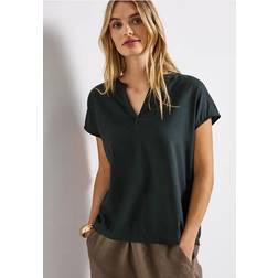 Street One Frauen Split Neck Bluse - Grün