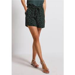 Street One Frauen Gemusterte Paperbag Shorts - Grün