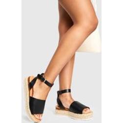 boohoo Womens 2 Part Espadrille Flatform - Black