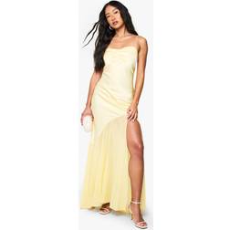 boohoo Womens Satin And Chiffon Mix Maxi Dress - Yellow