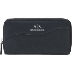 Armani Exchange Zip Around Wallet With Shaped Stitching - Black
