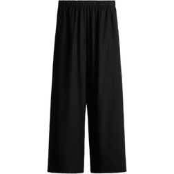 H&M Wide Linen Blend Trousers - Black