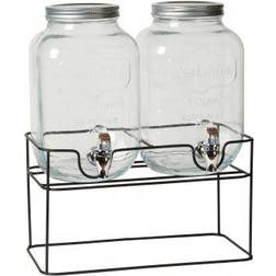 Saftdispenser Med Stativ 2x4 L Sort Metal Glas Klar Drikkedispenser 4L