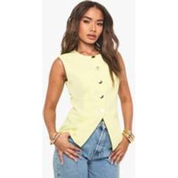 boohoo Womens Gold Button Tailored Waistcoat - Yellow