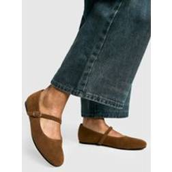 boohoo Womens Faux Suede Mary Jane Ballet Flats - Brown
