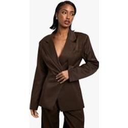 boohoo Womens Woven Tailored Cinched Blazer - Brown