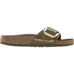 Birkenstock Madrid Big Buckle Natural Leather Patent High Shine - Mud Green