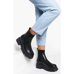 boohoo Womens Wide Fit Chunky Sole Chelsea Boots - Black