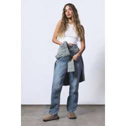 boohoo Womens The High Waist Mom Jean - Blue