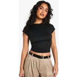 boohoo Womens Super Soft Cap Sleeve Fitted T-Shirt - Black