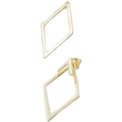 Shein 1pair Minimalist Geometric Hollow Diamond-Shaped Front And Rear Earrings, Earrings Designed For Two Ways Of Wearing, Unique Diamond-Shaped Ear Jacket For Women
