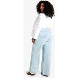 boohoo Womens The Plus Loose Straight Jean - Blue