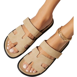 Shein Women Shoes Comfy Open Toe Flat Thick Soled Everyday Basic Slip-On