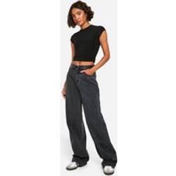 boohoo High Waisted Wide Leg Jeans - Black