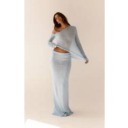 PrettyLittleThing Filigree Maxi Skirt - Blue