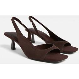 Stradivarius Leather High-Heel Sandals - Brown