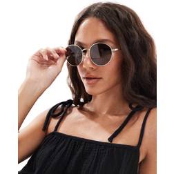 New Look Gold Tone Metal Round Frame Sunglasses