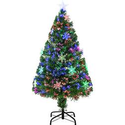 Homcom Fibre Optic Artificial Xmas LED Snowflake Green Christmas Tree 120cm