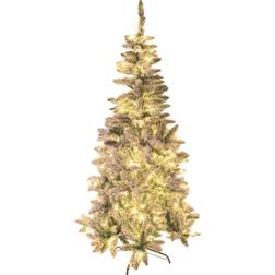 The Christmas Workshop Pre Lit LED Flock Pine Tree Green/Gold Christmas Tree 188cm
