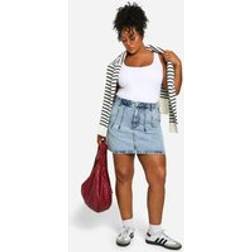 boohoo Womens Plus Pleated Denim Skirt - Blue