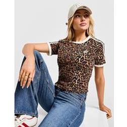 adidas Leopard Print 3-Stripes T-Shirt - Multi Coloured