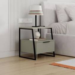 Fwstyle 1 Door Ash Green Nightstand Cabinet One Size Bedside Table