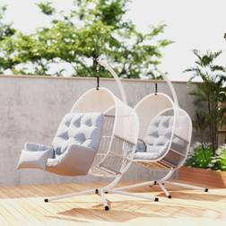 Bloomsbury Market Swing Chair with Stand 193cm H x 112cm Light Grey