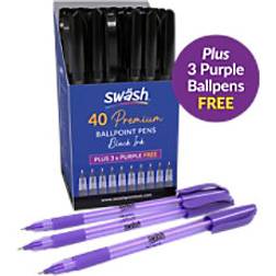 Swash Triangular Ballpoint Pen Black Medium Pack of 43