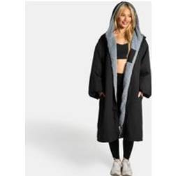 OHS Coat Jacket Sherpa Lined Water Resistant Hoodie Oversize - Black