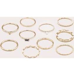 PrettyLittleThing Gold Pearl Detail Multipack Rings - Yellow