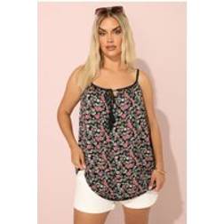 Yours Floral Tassel Cami Vest Top - Black