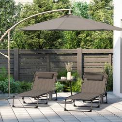 OutSunny Foldable Sun Lounger Set with Padded Seat 2 Pieces Black