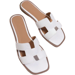 Shein SHUZIA Women's Solid Color Open Toe Flat Sandals Summer Shoes Spring Shoes Spring Break Easter Vacation Shoes Casual Shoes Beach Shoes Mother's Day Present