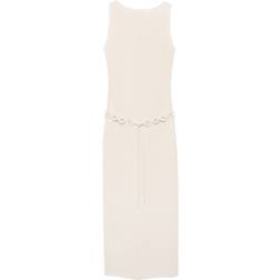 Mango Cotton Mix Boat Neck Midi Dress - Ecru