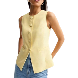 New Look Crew Neck Linen Blend Waistcoat - Light Yellow
