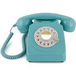 Gpo 746ROTARYBLU Retro Telefon mit Wählscheibe 70er Jahre Design Blau