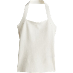 H&M Fine Knit Halterneck Top - White