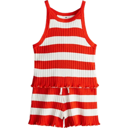 H&M Ribbed Set 2-piece - Bright Red/Striped (1273023001)