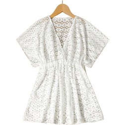 Shein Tween Girl Cover Up This Dress Style Hollow Cover Up - White