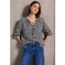 Street One Studio Frauen Gemusterte Bluse mit Rüschen - Blau