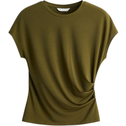 H&M Cap Sleeve Top - Dark Khaki Green
