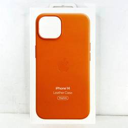 Apple iPhone 14 Case Orange Natural Leather with MagSafe