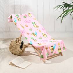 OHS Avocados at Beach Print Bath Towel Pink (152x71cm)