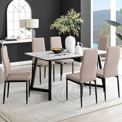 Furniturebox Carson Cappuccino Dining Set 90x160cm 7pcs