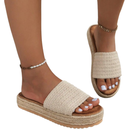 Shein Handmade Mesh Strap & Jute Sole Lightweight Comfortable Wedge Sandals For Women