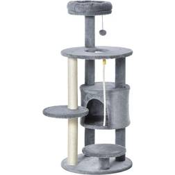 Pawhut Hanging Ball Toy Teasing Rope Cat Tree 48 x 48 x 112cm Grey